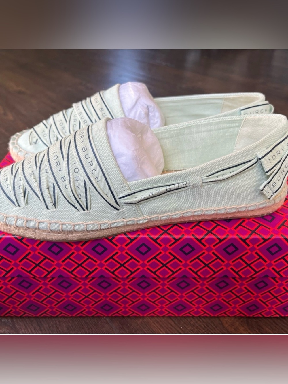 Tory Burch herringbone ribbon Espadrille - Picture 1 of 3